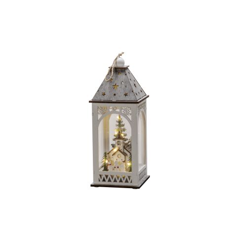 Décoration De Noël Konstsmide Silhouette église En Bois Blanc LED - Minuterie 6h, 8 Diodes Blanc Chaud - À Piles - 3